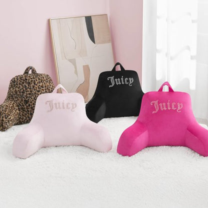 Juicy Couture Faux Fur Leopard Backrest Pillow - 30"x17" Supportive Bed Rest Pillow for Reading, Gaming, or Relaxing