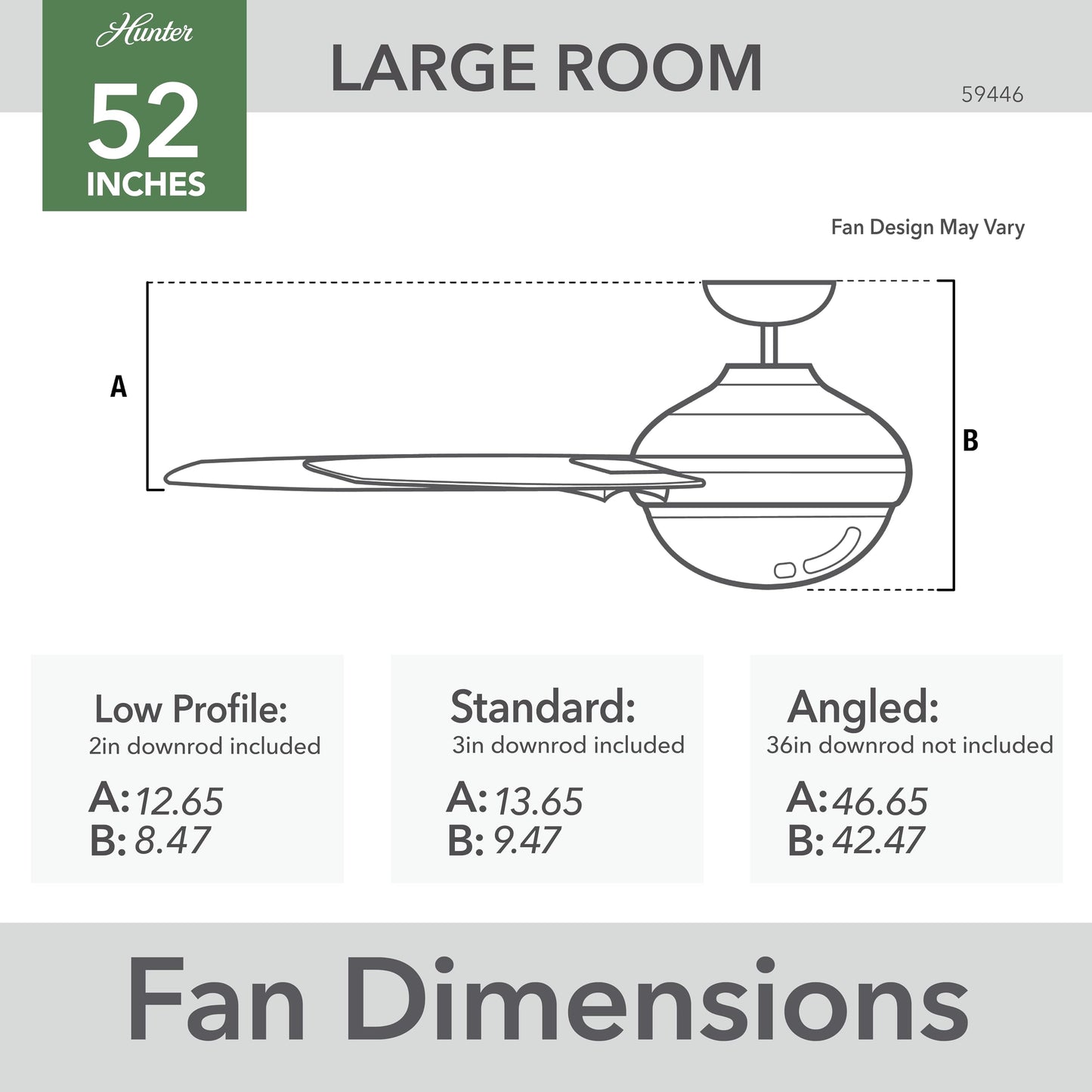 Hunter 52 inch Indoor Ceiling Fan with LED Light and Remote Control - Bronze Modern Ceiling Fan, Standard Mount, 4 Blades, For Bedroom, Living Room, or Kitchen, Quiet - Dempsey 59446, Noble Bronze