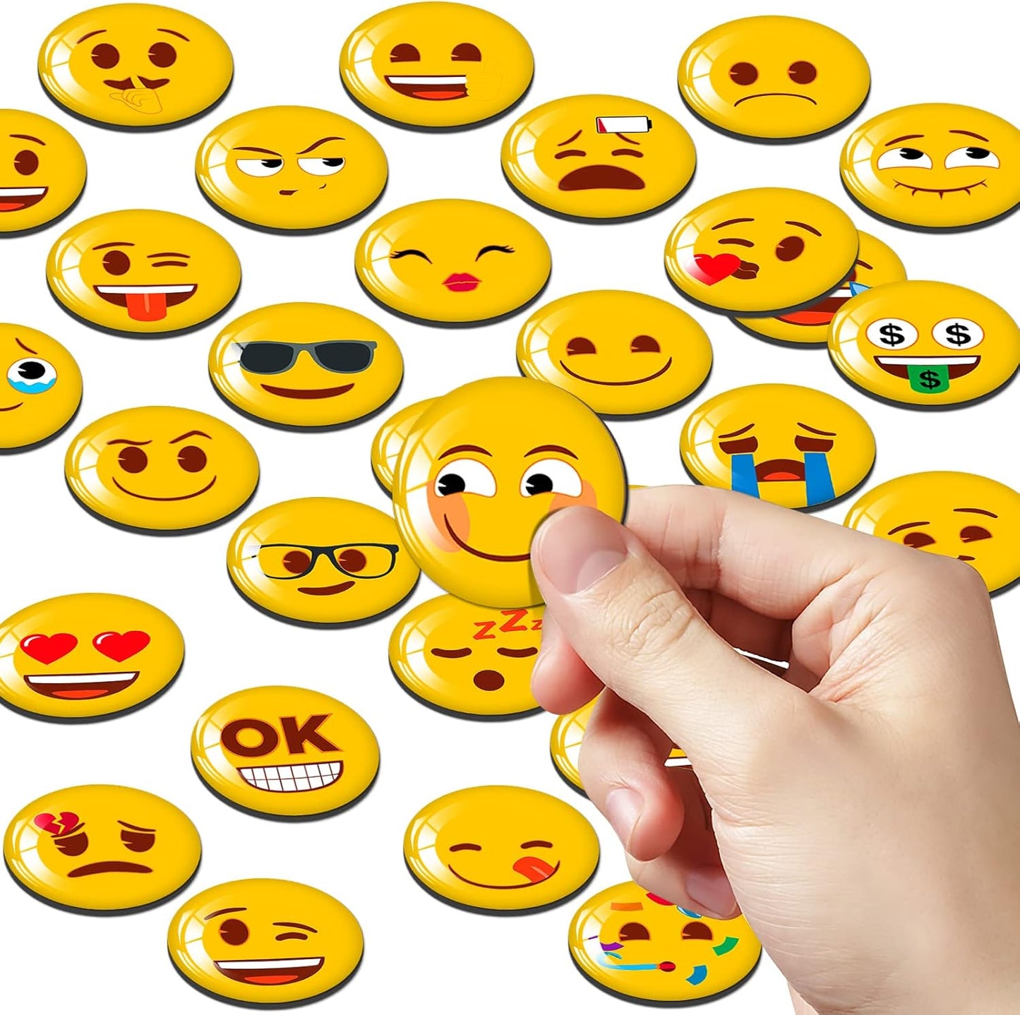 MORCART 30PCS Emoji Magnets for Fridge, Decorative School, Office, Kitchen, Funny Cute