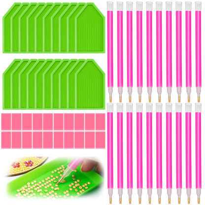 SYWHXY 30PCS Diamond Art Painting Tools 5D Diamond Art Wax Accessories with 10 Drill Pen Grip Tray, Diamonds Painting Kits for Kids Adults DIY Paintings Crafts