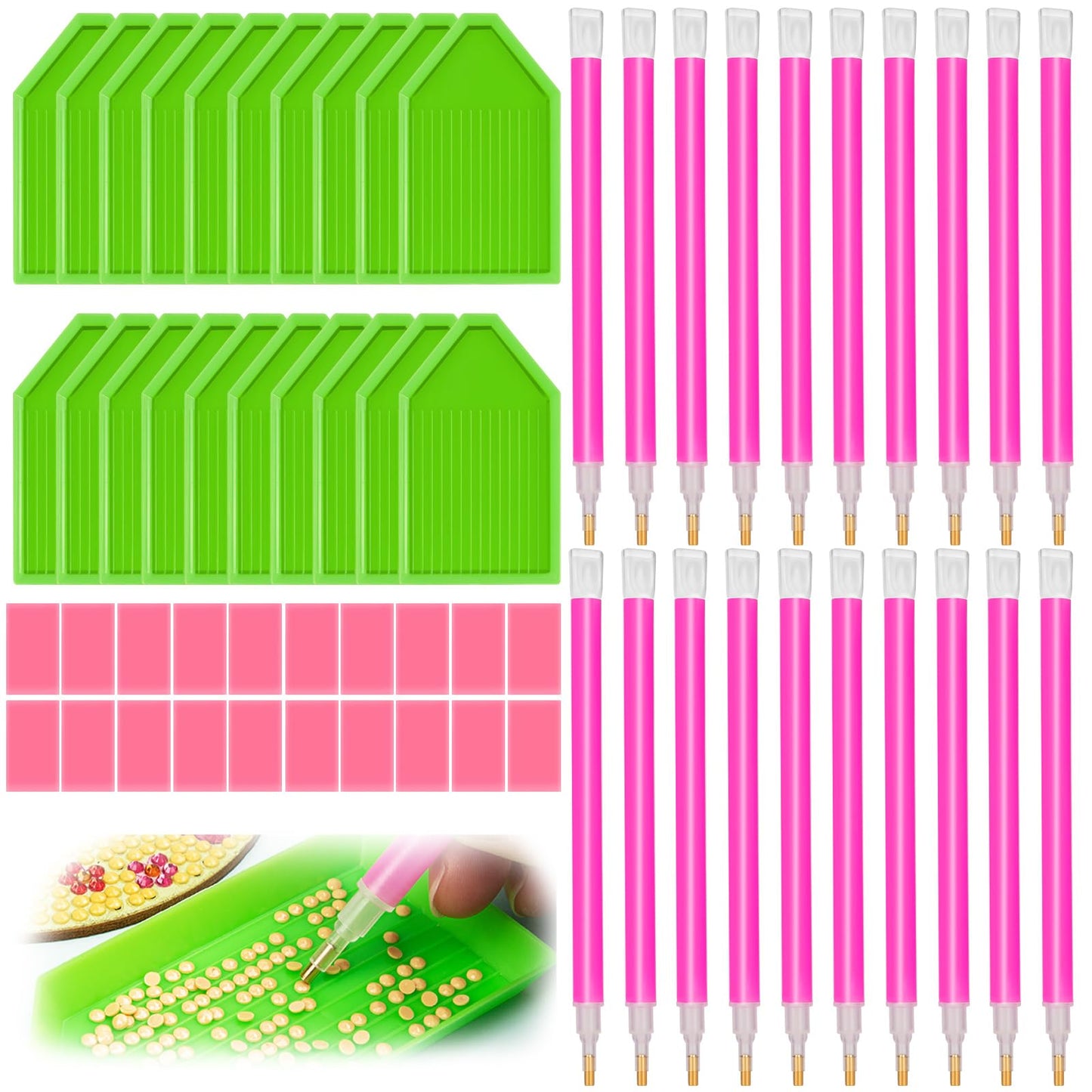 SYWHXY 30PCS Diamond Art Painting Tools 5D Diamond Art Wax Accessories with 10 Drill Pen Grip Tray, Diamonds Painting Kits for Kids Adults DIY Paintings Crafts