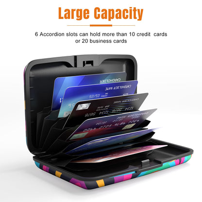 Rimilak Aluminuml Credit Card Holder, Mini Credit Card Wallet RFID Blocking Slim Metal Hard Case for Women Men, Flowing Color