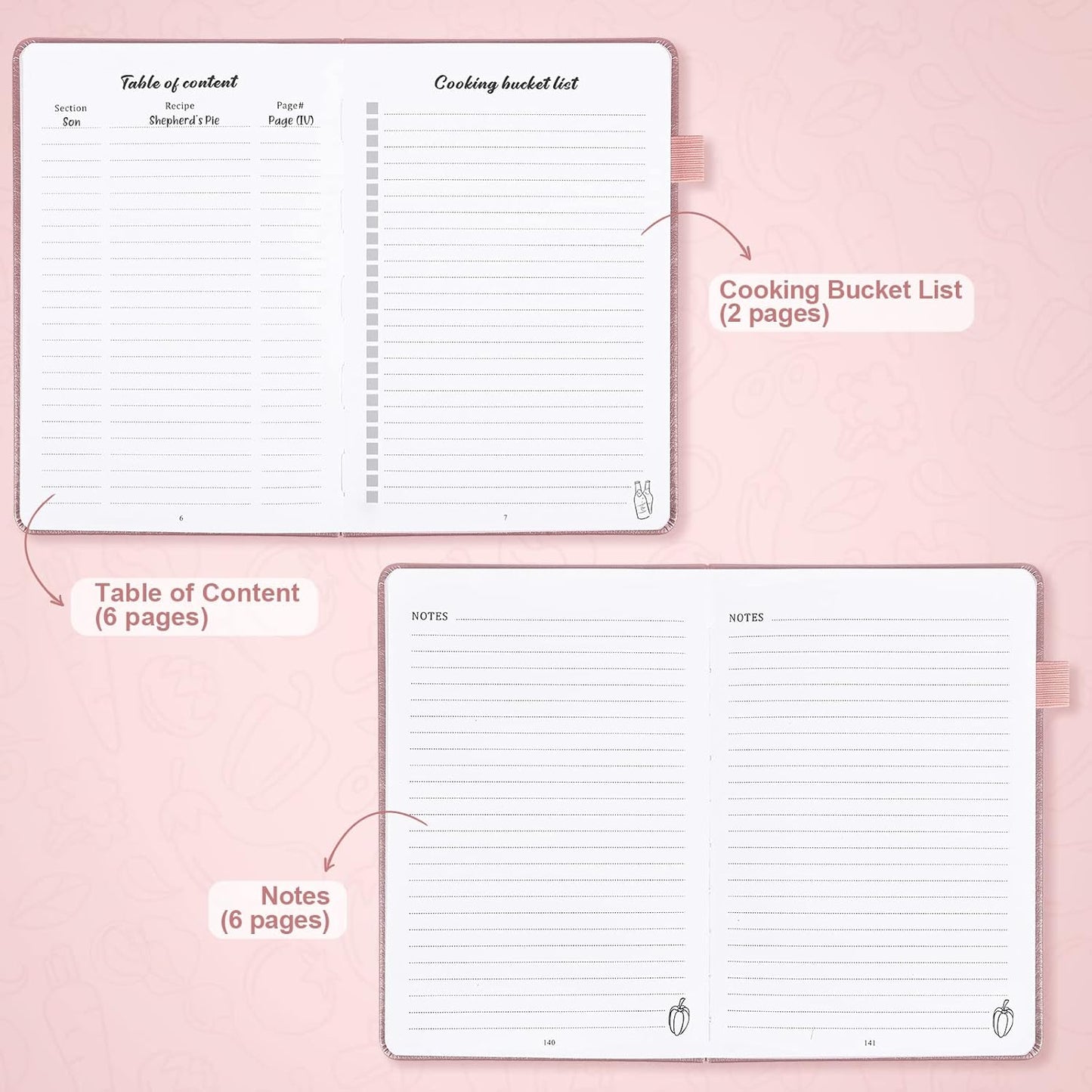 JUBTIC Blank Recipe Book to Write in Your Own Recipes, Personal Cook Book with 2 Colorful Stickers, Hardcover Notebook