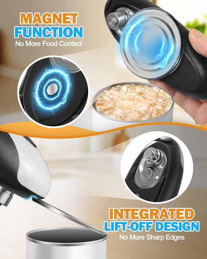 Electric Can Opener, One Touch Safety Automatic Can Opener - Easy Smooth Edge Hands Free, Battery Operated Openers Fits Most Cans, Ideal for Seniors People with Weak Hands & Arthritis