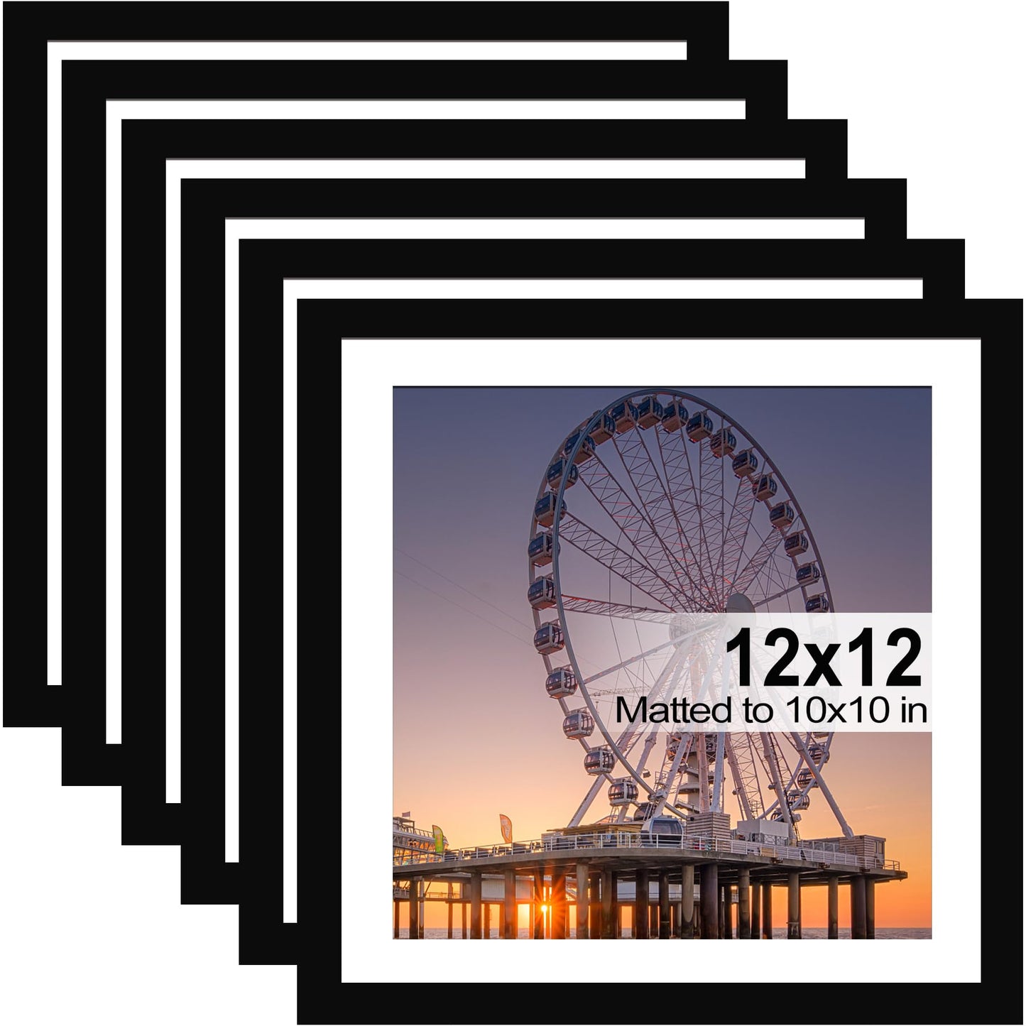 BESCRCL 12x12 Picture Frame Black Set of 6, Diamond Art Painting Frames Display Photo 10x10 or 12 x 12 without Mat, Wall Hanging Frame with Plexiglass