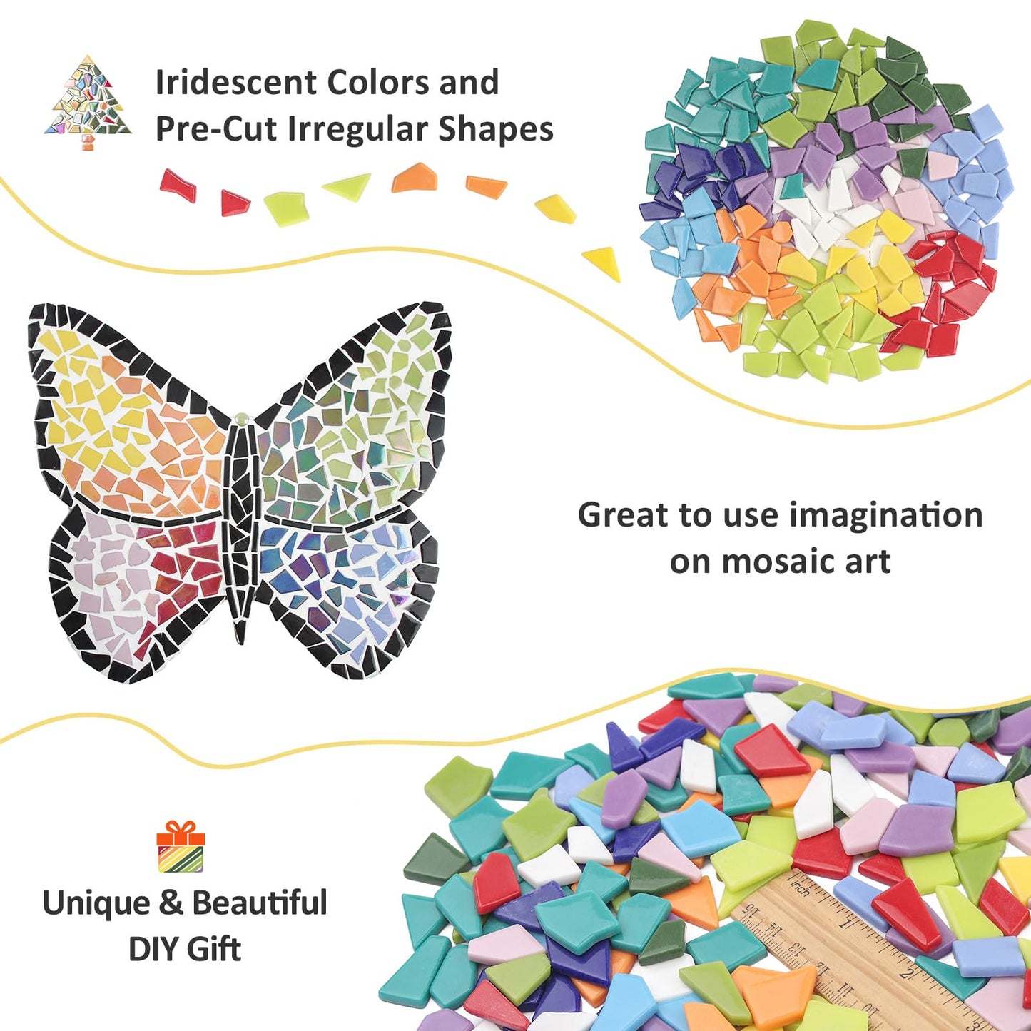 Youway Style Glass Mosaic Tiles for Crafts Bulk,454g Broken Mosaic Pieces for Crafts, Mosaic Art Crafting Supplies and DIY Mosaic Project