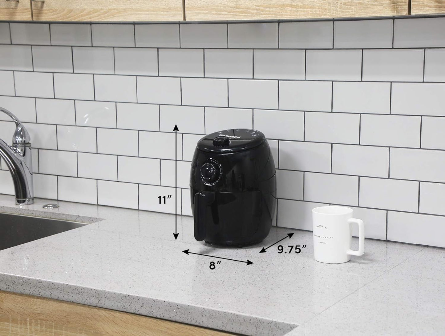 Elite Gourmet EAF-0201 Personal Compact Electric Hot Air Fryer, 2.1 Quart, Oil-Less Healthy Cooker, 1000W, Black