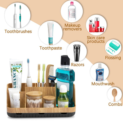GFWARE Bathroom Organizers and Storage - Detachable 7 Slots Kids Electric Toothbrush and Toothpaste Holde Drainage for Bathroom Accessories Organization Counter Vanity Storage
