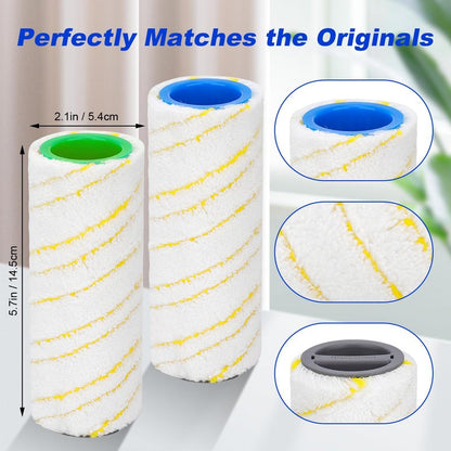 SavStor Roller Brush Replacement Compatible for Karcher FC3, FC5, FC7 Electric Floor Cleaner Mop, Mircofiber Main Brush Spare Part Accessories, Original Roller Brush,Yellow (4 Pack)
