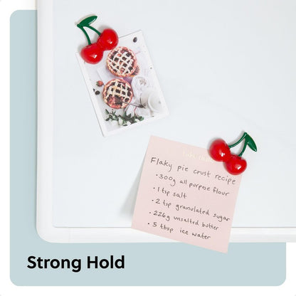 U Brands Red Cherry Locker Magnets, Set of 4, Fun Magnetic Locker Accessories for School, Whiteboard Accessories, Cute Fruit Magnets for Refrigerator