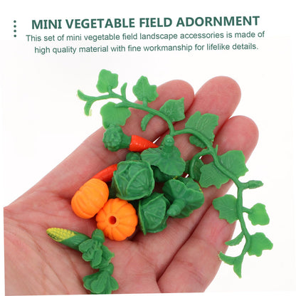 NUOBESTY Mini Shovel Rake Farm Model Kit Vegetable Figurines Mini Garden Tools Dollhouse Decorations Miniature Field Scene Landscape Outdoor Small Ornament Resin 1 Set