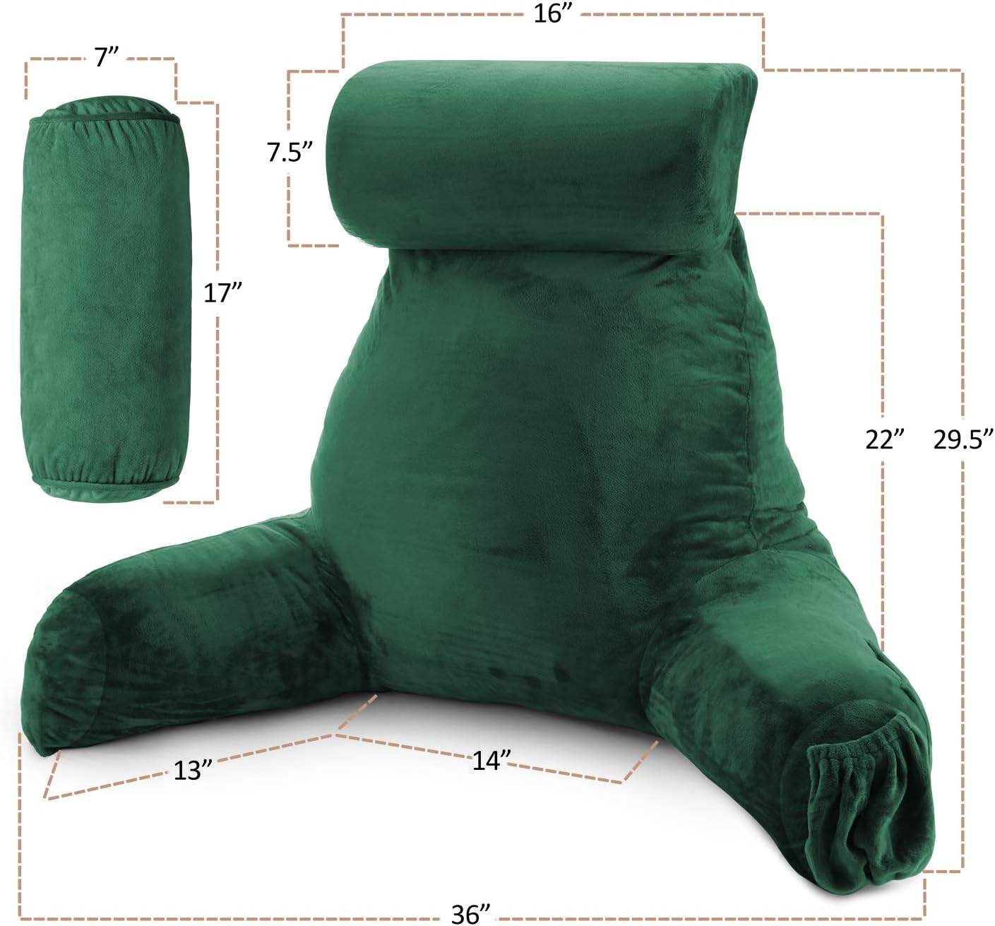 2 Clara Clark Reading Pillow with Shredded Memory Foam Includes Neck and Lumber Support Pillows, Designed for Sitting