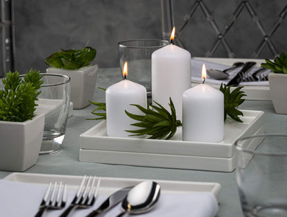 BOLSIUS 6 White Pillar Candles Bulk - 3x3 Inches Candle Set - 25+ Hours Clean Burning - No Palm Oil - 0% Animal Fat - Premium European Quality - Unscented Dripless Dinner Pillars