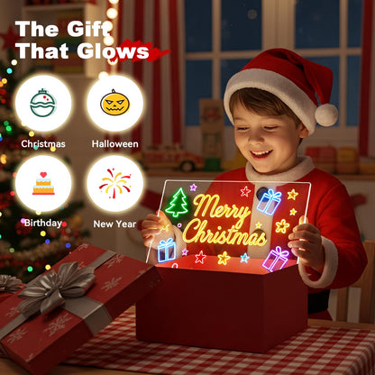 LED Drawing Board for Kids with 7 Colors - 16" Neon Light Up Glow Note Message Board Toys Includes Adapter, Christmas Bithday Gifts for Girls Ages 5-12