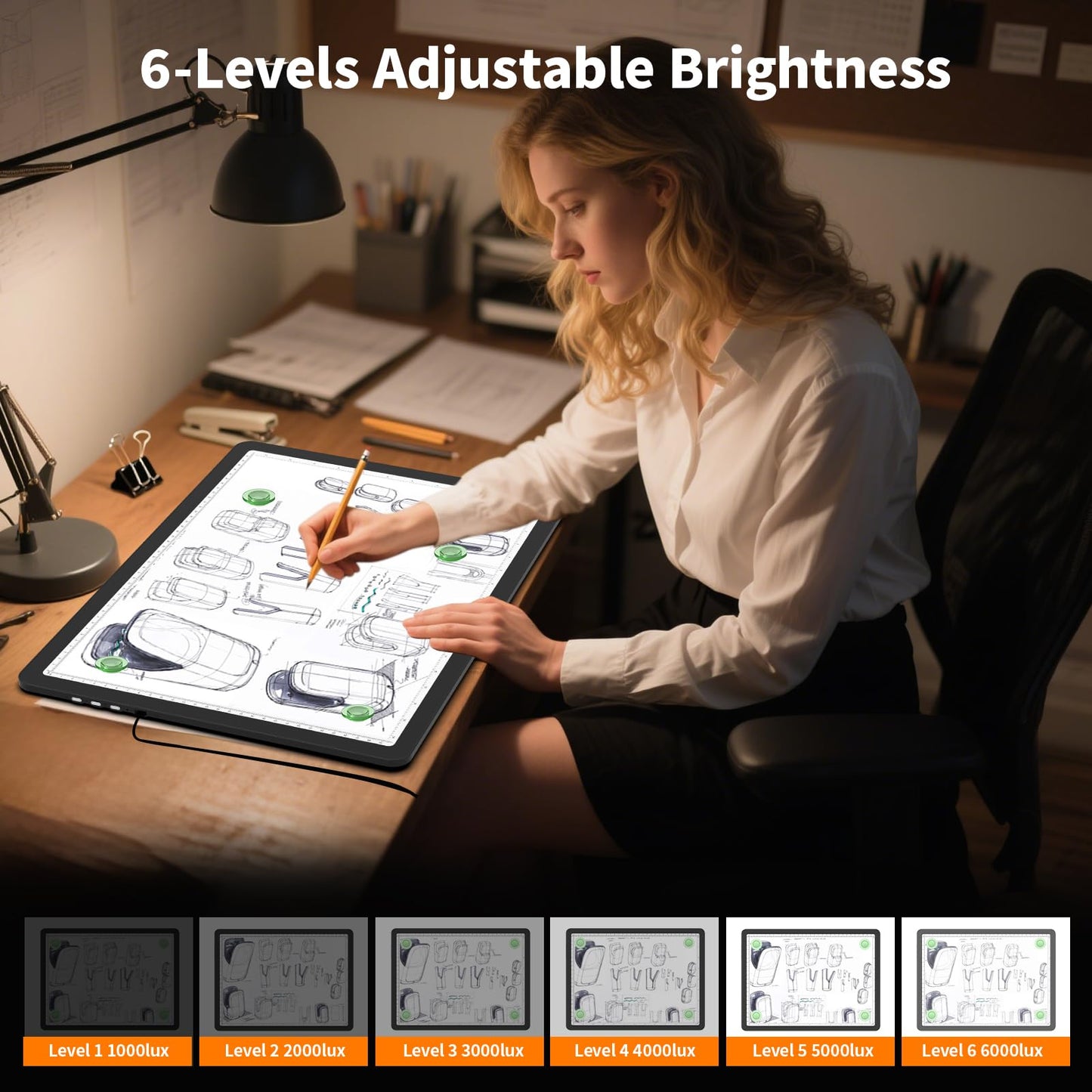 Elice Magnetic A3 Light Board with Bag for Diamond Painting, Tracing LED Light Box with Side Buttons, Super Bright Diamond Art Light Pad, Light Table for Drawing, Sketching, Weeding Vinyl - Black