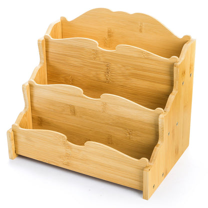 yarlung Bamboo Greeting Card Display Stand, 3 Tier Card Holder Sticker Display Postcard Stand for Craft Show, Vendors, Retail Counter, Bookcase, Brochure Holder