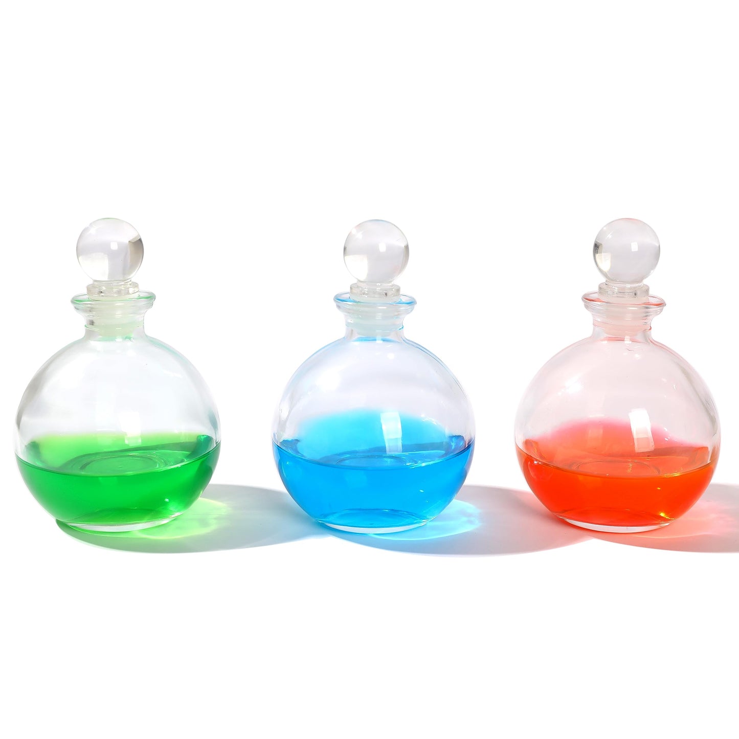 Magic Season Decorative Glass Bottles - 9 fl oz. Potion Bottles (2 Sets w/Glass Stoppers)