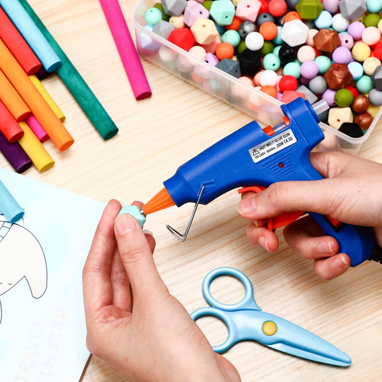 Zhengmy 12 Pcs Mini Glue Gun Crafts Hot Melt Guns Low Temp Glue with Burn Protection Fast Preheating and Easy Squeeze Trigger for School DIY Arts Class Projects Home Quick Repairs, 20 W (Blue)