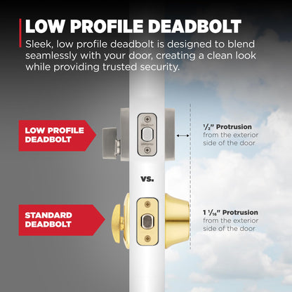 Kwikset Downtown Deadbolt Lock, Matte Black Square Exterior Keyed Front Entry Door, Pick Resistant SmartKey Rekey Security, Single Cylinder Dead Bolt, with Microban Protection