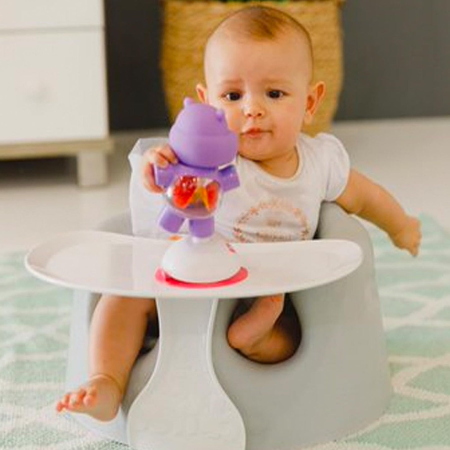 Bumbo Baby Infant Soft Foam Comfortable Support Wide Floor Seat with 3 Point Adjustable Harness for Ages 3 to 12 Months, Cool Grey