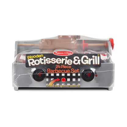 Melissa & Doug Rotisserie and Grill Wooden Barbecue Play Food Set (24 pcs)