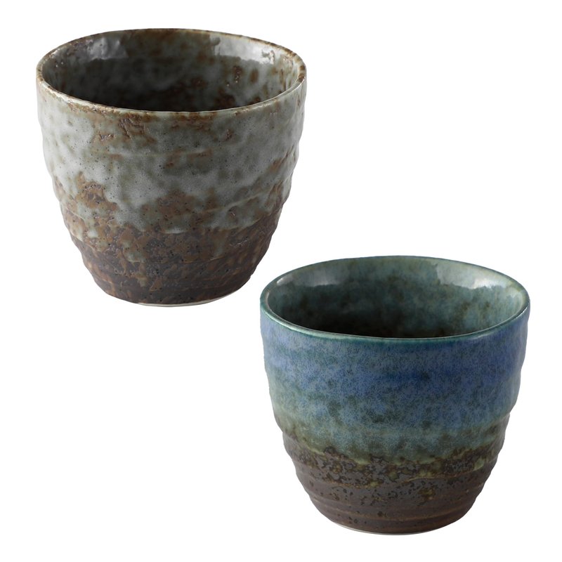 Asayu Japan Handpainted Glazed Ceramic Tea Cups Set of 2 6.7oz (200ml), Made in Japan MIno Ware Pottery Glass for Hot and Cold Drinks - 2PCS Mino Glaze Tea Cup Set
