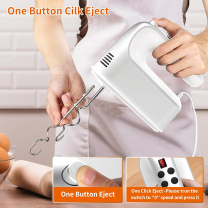 CBQ Electric Hand Mixer, 9 Speed 400W Handheld Mixer with Digital Display, Touch Button, Turbo, 5 Accessories