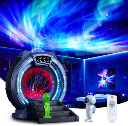Back-to-School Season Boy Gift,Night Light Aurora Projector for Kids LED Plasma Ball Lamp/Clock,White Noise/Bluetooth