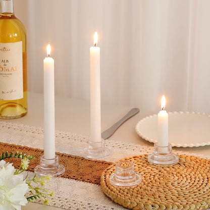 ZQXJWF Clear Glass Taper Candle Holders Set, Round Base Design, Elegant Dining Table Decor, for Table Centerpiece Wedding Party Advent Christmas Home Decorations (48, Clear)