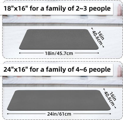 LOPNUR Dish Drying Mat - Super Absorbent Diatomite Kitchen Pad | 18"x16" Heat Resistant, Grey