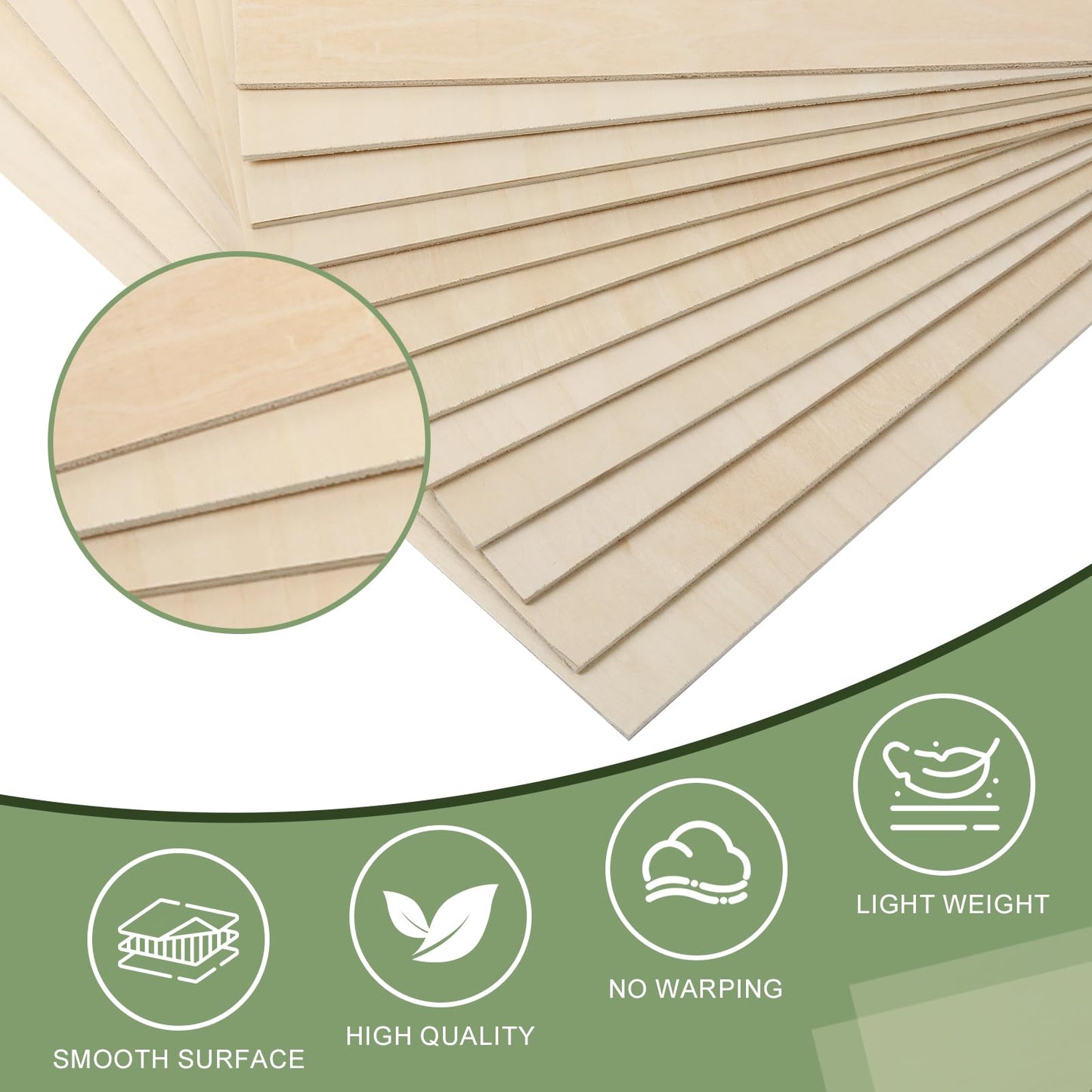 10 Pack Basswood Sheets12x18x1/8 Inch, Unfinished Wood for Crafts, 3mm Basswood for Laser Cutting & Engraving, Wood Burining,Architectural Models, Wood Board for Painting.