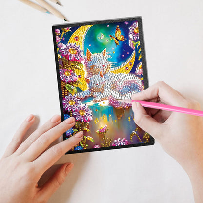 DCIDBEI 2 Pack Diamond Painting Notebooks Dog Cat A5 Blank Diamond Painting Notebook Diamond Art Notebooks Sketchbook Diary Diamond Art Journals Student Office School Supplies (50 Sheets)