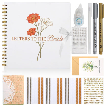 Lignumix 10x10 inch Scrapbook Photo Album for Wedding,Letters to The Bride Scrapbooks with 30 Blank Pages and Scrapbook Supplies,DIY Memory Guest Book for Bridal Shower Bachelorette Party