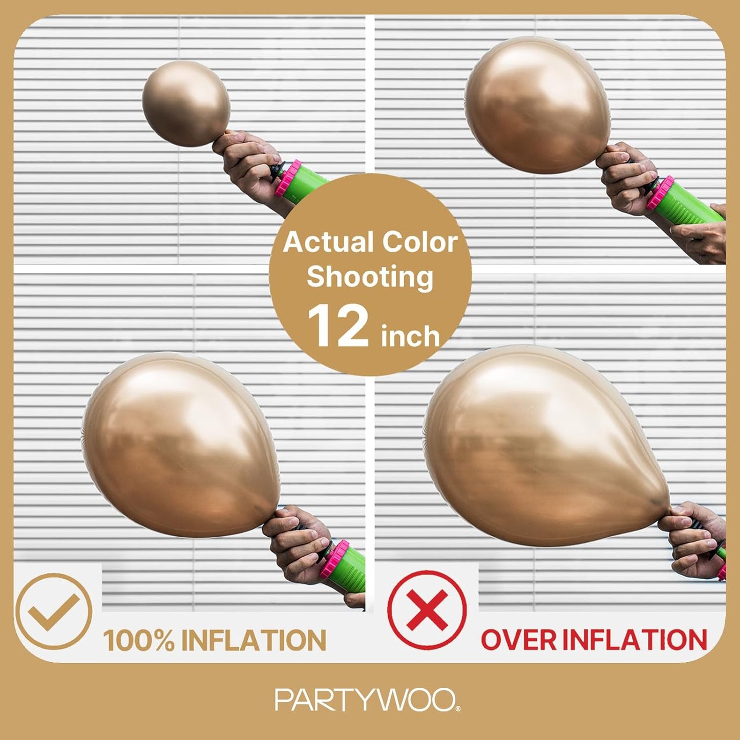 PartyWoo Metallic Gold Balloons - 128-Piece Chrome Balloon Arch Kit for Birthday & Wedding Decor | 5-18 Inch Sizes