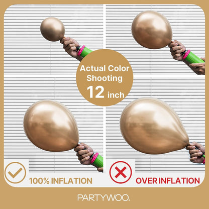 PartyWoo Metallic Gold Balloons - 120-Piece Chrome Balloon Arch Kit for Birthday & Wedding Decor | 5-18 Inch Sizes