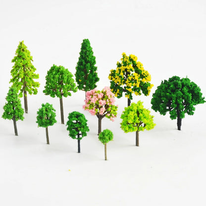 Model Trees & Diorama Supplies - 3-7cm Miniature Trees for Crafts, 55 Pcs Fake Plastic Trees for Fairy Garden Accessories & Diorama Box