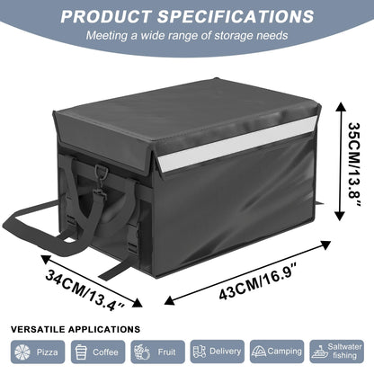 Kaitiemoo 48L Insulated Food Delivery Bag, Thermal Hot Cold Bag with Waterproof Easy-Clean Liner, Foldable Design for Meal Delivery, Groceries, Picnic, Camping