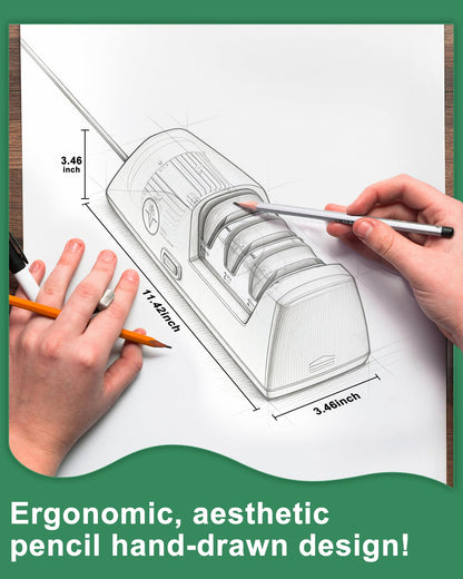Electric Knife Sharpener with Replaceable Sharpening Head Easy to Change, 3-Stage & 15° Precision Angle Diamond Sharpening System for Metal Knives, Ceramic knives, Exquisite Gifts and Packaging
