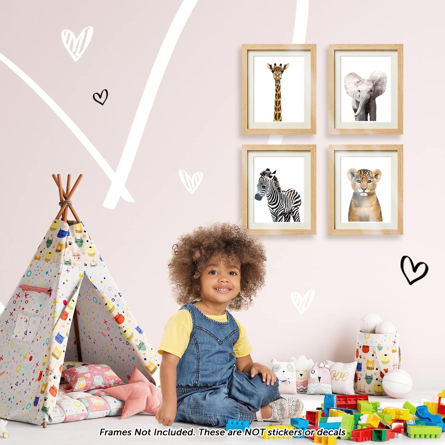 Safari Baby Animals Nursery Decor Art, Set of 4 UNFRAMED Wall Prints, 8x10