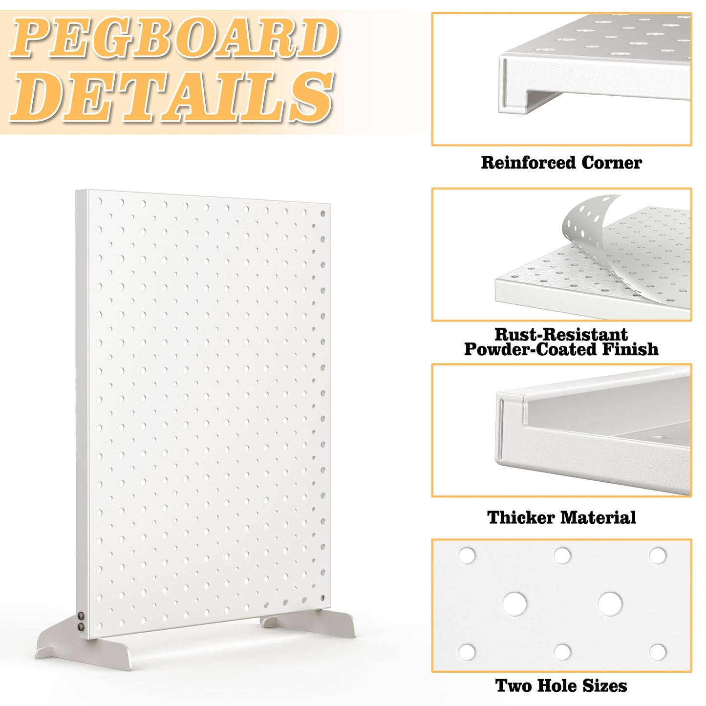 Pegboard Smith 2-Pack Metal Tabletop Pegboard Display Stand for Craft Shows – 12"x16" Tabletop Peg Board Display with 24 Hooks for Jewelry (Milky White)