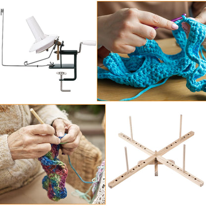 Lasnten Large Capacity Yarn Winder Swift Hand Operated Cake with Thread Cutter Scissor Wooden Yarn Swift for Crocheting Spinner Arts Crafts Knitting Accessories
