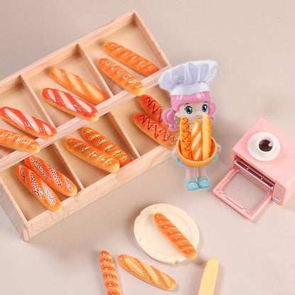 50Pcs Mini Fake Bread, Miniature Resin Food, Fake French Bread, Artificial Food Model for Mini House Kitchen Fairy Garden Cake Party Decor Display Props (Random Styles)