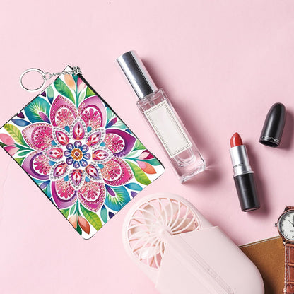 JZHYOAN Flower Diamond Painting Coin Purse for Women Mandala Gem Art Coin Pouch Mini Storage Bag for Cards Keys Lipsticks DIY Diamond Art Purses and Wallets Handbags Wallet Keychain with Zipper Craft