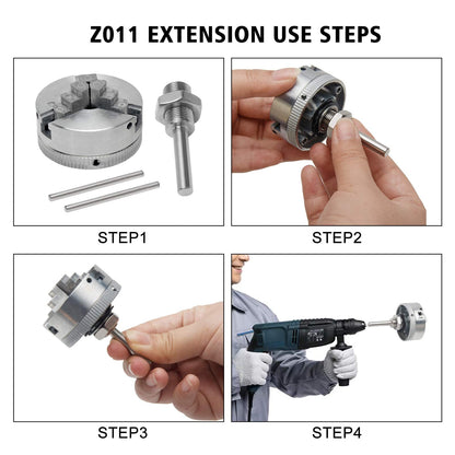 Zorivane Z011 3-Jaw Lathe Chuck, Mini Lathe Chuck with Connecting Rod and Wrench, Self Centering Wood Turning Chucks, Power Lathes Accessory