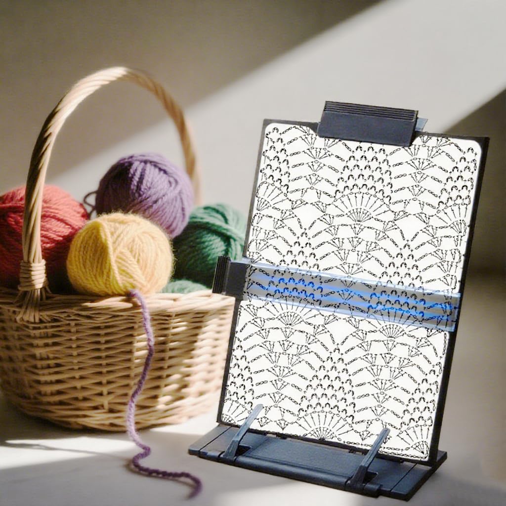 bositigo Knitting Pattern Holder with 6Pcs Replacement Colorful Magnets, Cross Stitch Supplies & Knitting Accessories, 13.78 x 8.27 Inch Chart Keeper for Crochet, Cross Stitch & Craft Patterns