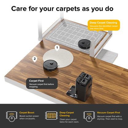 roborock Qrevo S Robot Vacuum and Mop, Self-Drying, Auto Mop Washing, 7000Pa Suction, Self-Emptying & Refilling, 10mm Auto Lifting, 200RPM Spinning Mops, Smart Obstacle Avoidance, Black