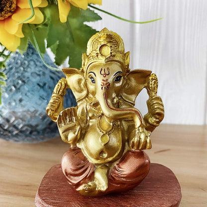 Hindu Ganesh Mini Ganesha Statue for Car Dashboard - Indian Decor for Home Office Temple Pooja Items