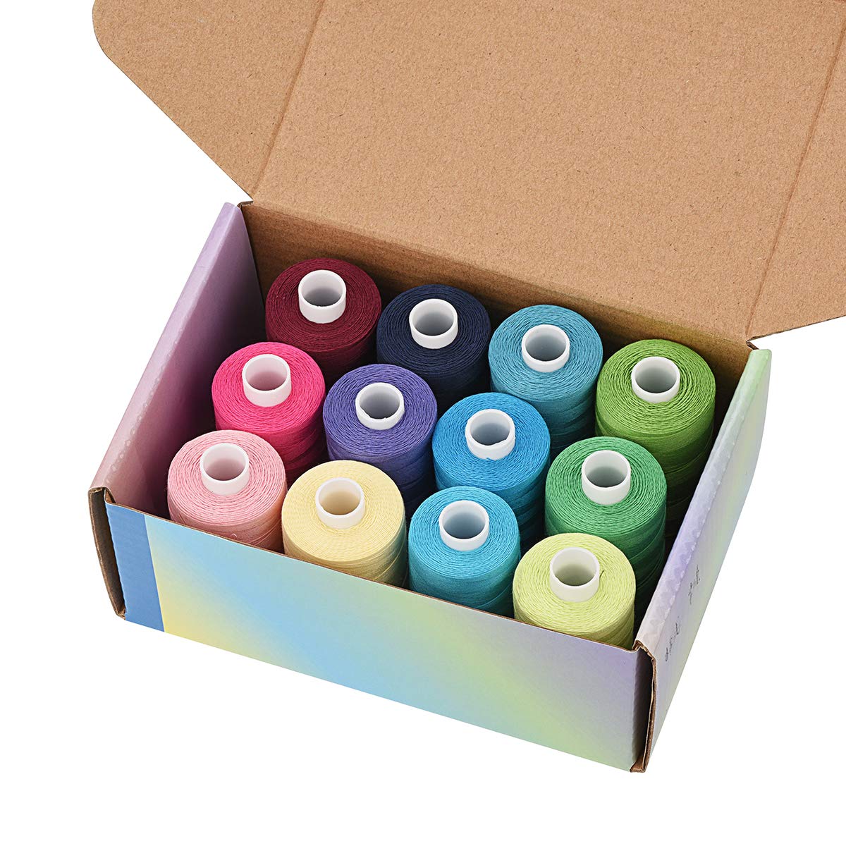 Simthread 12 Colors All Purposes Cotton Quilting Thread for Piecing Sewing Appliqué Embroidery etc