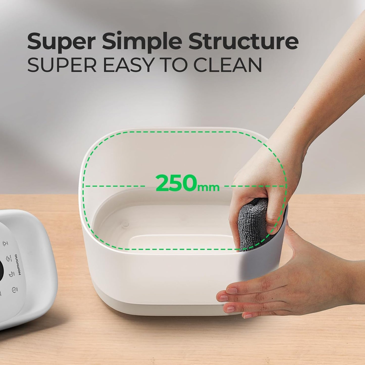 Homvana Humidifiers for Bedroom, 5L Super Easy to Clean Top Fill Auto Adapt Cool Mist Humidifier for Home