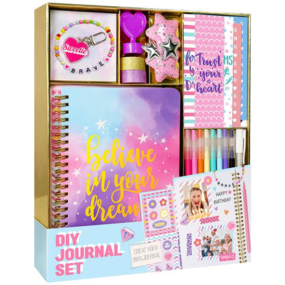 Nollh DIY Journal Kit for Girls - 200+PCS Teen Tween Girl Gifts Trendy Stuff, Stocking Stuffers, Scrapbook Supplies Stationery Set, Art Crafts Kit - Ideal Gifts for 8 9 10 11 12 13 14 Year Old Girl